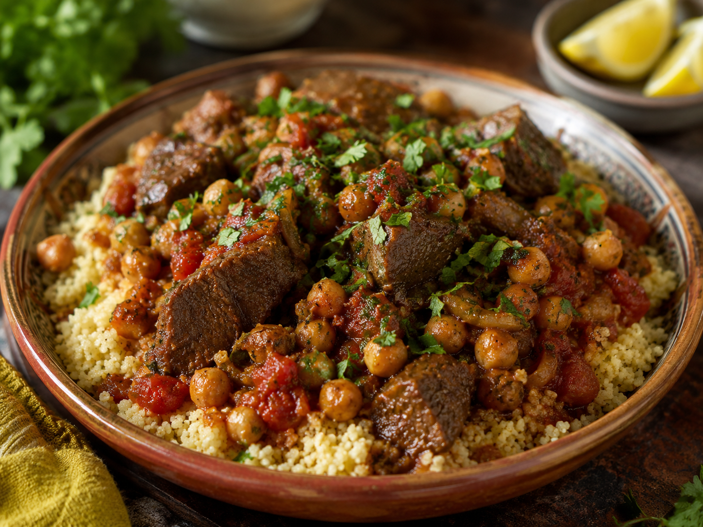 Couscous marocchino manzo, ceci e pomodoro