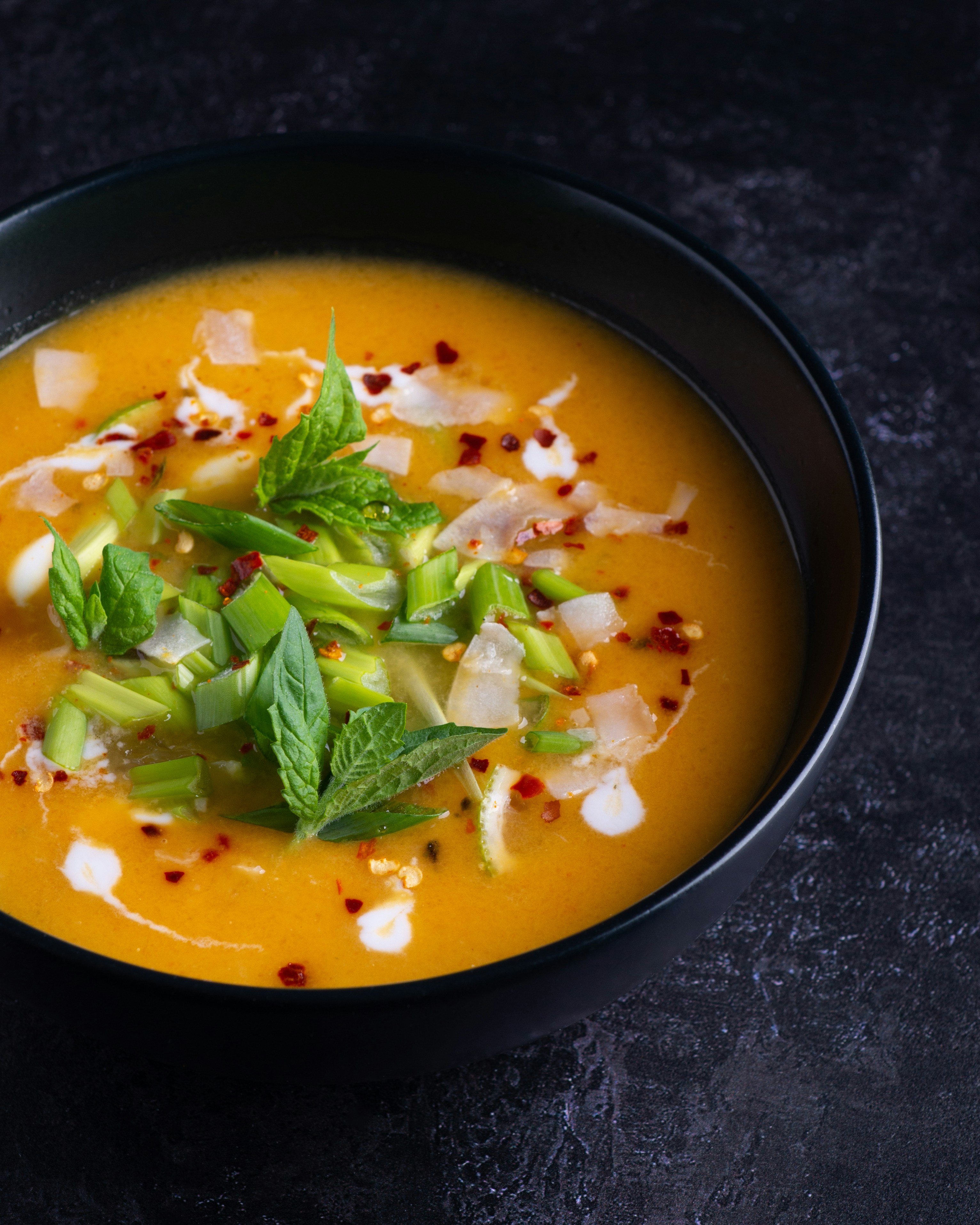 Soupe thaïe de patate douce au lait de coco